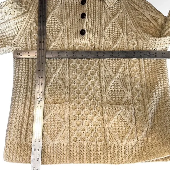 Vtg Blarney Woollen Mills Aran Ireland Cable Knit Fisherman Sweater Women Size M - Picture 5 of 8